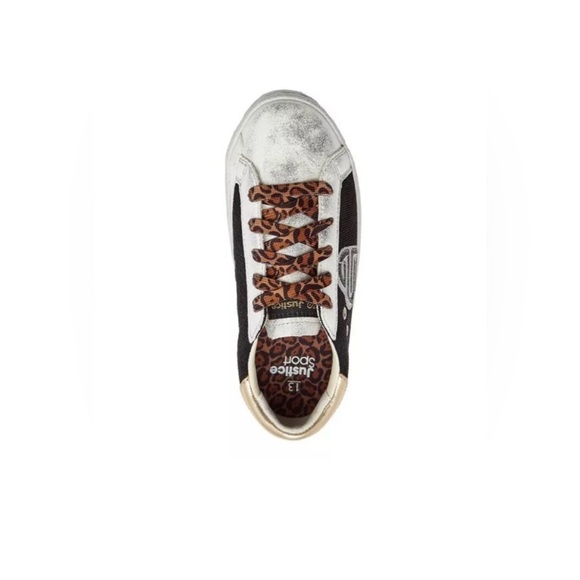 Justice Big Girls Black & Silver Low Court Sneaker Casual Athletic Size 6 , NWT - Picture 3 of 5